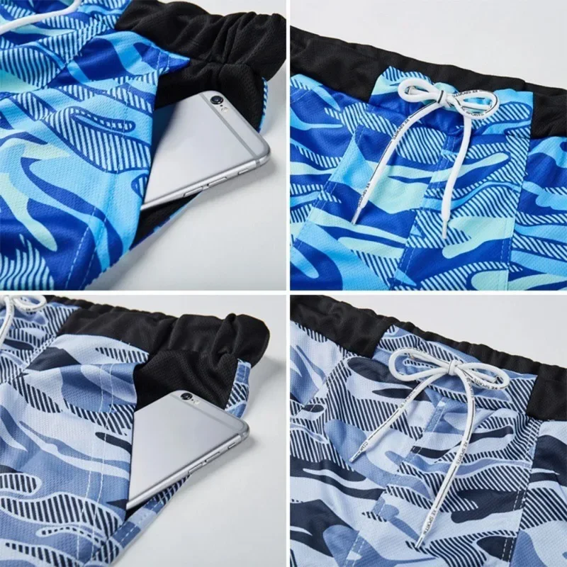 Summer Mens Swimwear Basic Shorts Swimming Trunk Surf Camo Beach Shorts with Pockets Men Handsome Swimwear