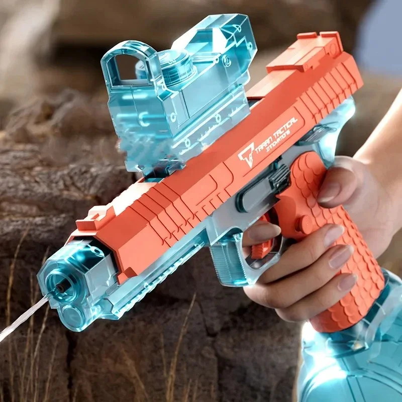Fully Automatic Desert Eagle Electric Water Gun Shooting Toys,  Colorful Flashing Lights Beach Pool Battle Water Gun Adult Gifts 2