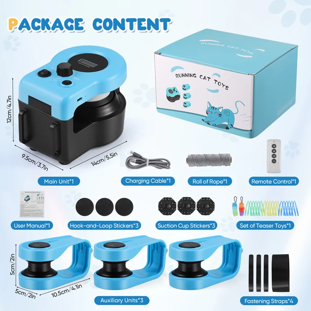 Bâton électrique et jouet de marche pour chat, avec télécommande, programme interactif de perte de poids, vocalises, et tapis roulant d'intérieur à plumes pour chat 3