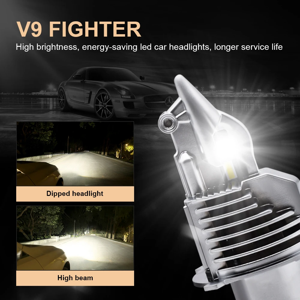 2 Pz Eurs H4 Led Lampadine Auto/Moto Faro 80W 12V 24V 6000K Super Fighter Foco Led H4 Lampadine Per Fari Auto Lampada 16000Lm
