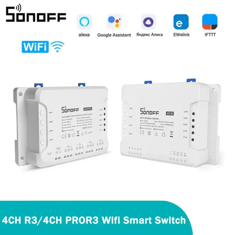 

Sonoff 4CH R3/4CH PROR3 Wifi Smart Switch 4 Gang Wireless Switch Countdown Timing Home Automation Via Ewelink APP Remote Control