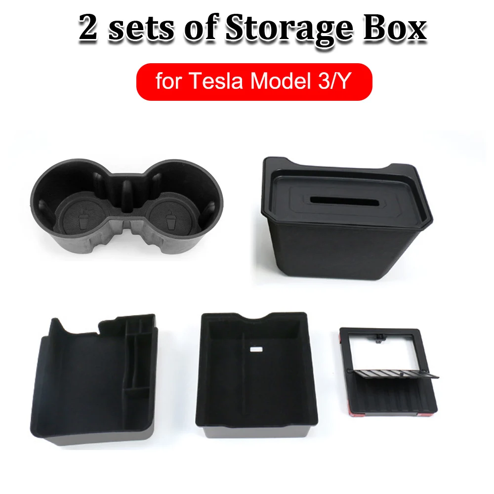 

Storage Organizers Box For Tesla Model 3/Y TPE Rear-seat Storage Box ABS Central Control Armrest Boxes Hidden Car Accessories