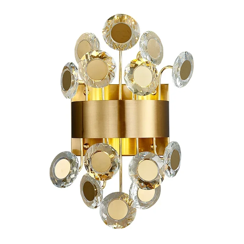 New modern wall sconce lighting for bedroom brushed gold crystal wall lamps home decoration led cristal light fixtures