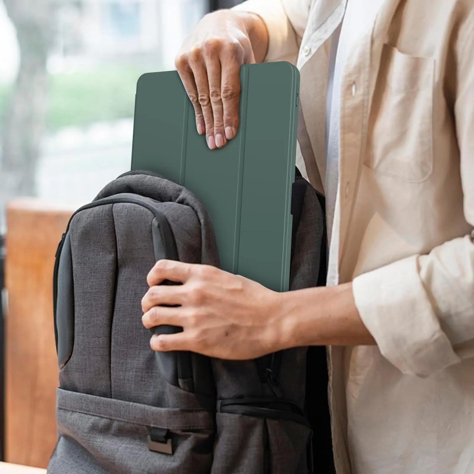 Trifold Stand Flip Cover with Pencil Holder