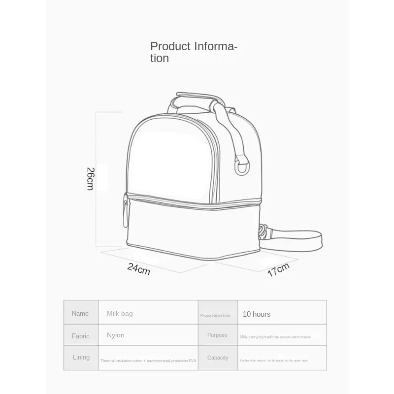 Bottle Bag Insulated Lunch Bag Double-layer Breast Milk Backpack
