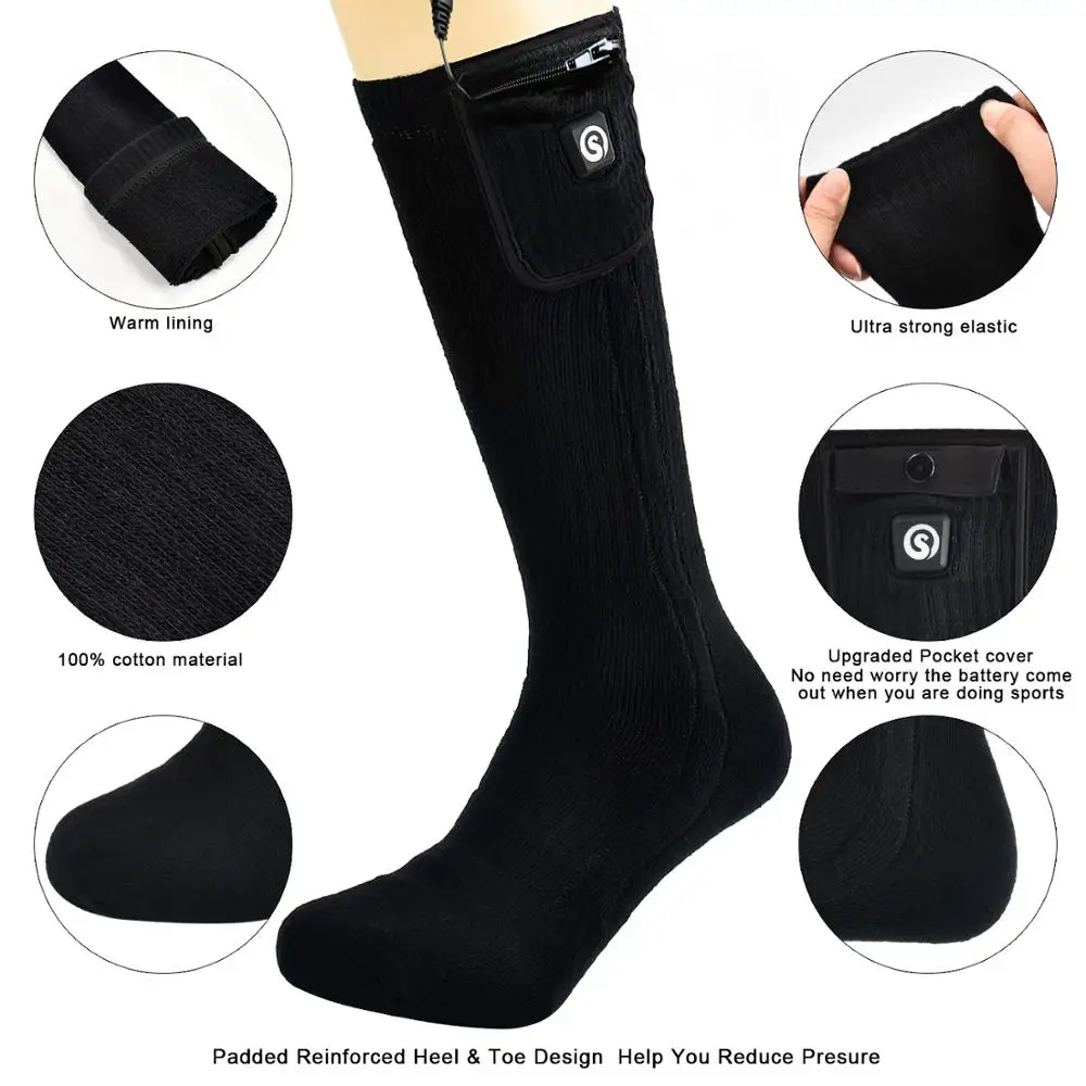Savior Heat Winter Warm Electric Heated Socks 7.4V 2200mAh Battery Powered Thermal Socks For Sports Camping Riding Hiking