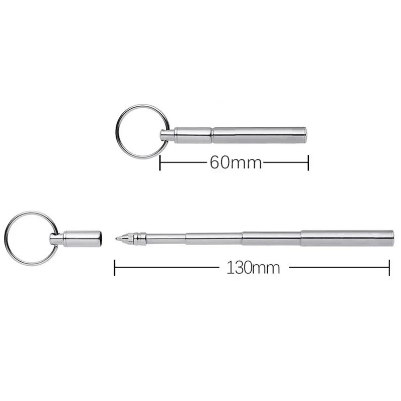 Keychain Tool Portable Mini Key Ring Stainless Steel Telescopic Pen Telescoping Ballpoint Pens Outdoor Sports Camping Supplies