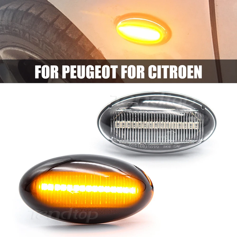 

Dynamic LED Flashing Turn Signal Lamp Side Marker Lights For Peugeot 307 206 407 107 607 1007 Citroen C1 C2 C3 C5 C6 Indicator