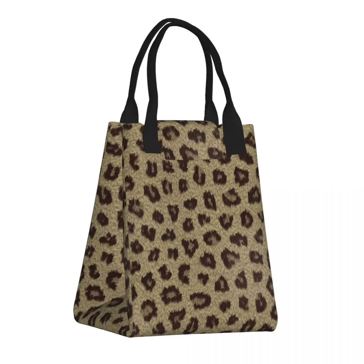 

Portable Lunch Bag Fresh Cooler Pouch Convenient Lunch Box Tote Leopard Skin Texture Container Bag