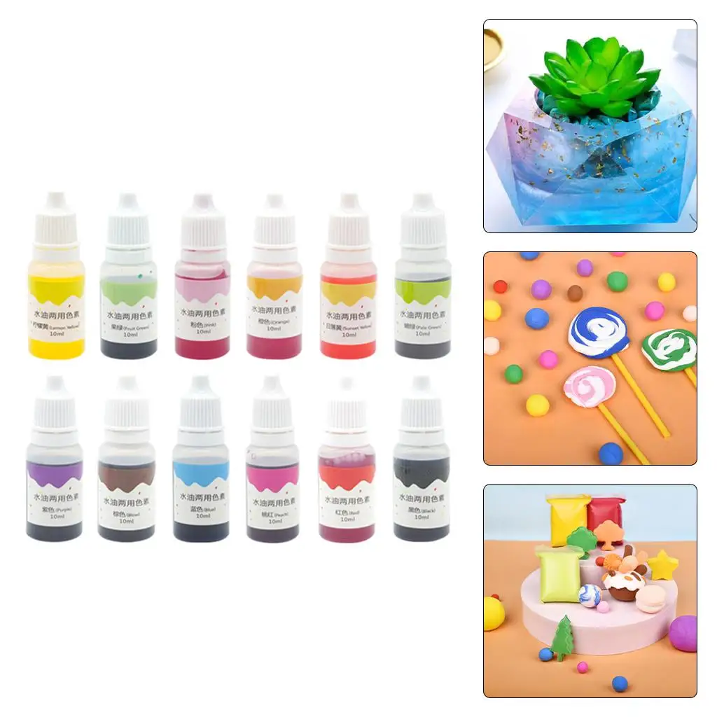 12 bouteilles de Pigments colorants alimentaires, colorants pour savon,  teinture pour gâteaux faits à la main, décoration de pâtisserie,  fournitures artisanales en résine - AliExpress