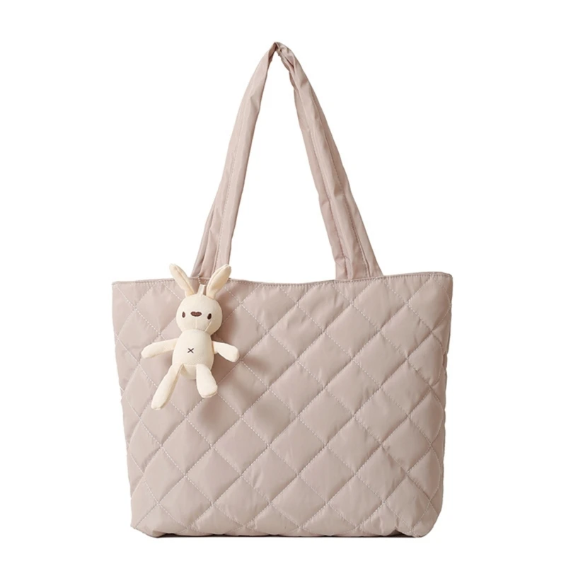 Stylish Quilted Nylon Shoulder Bag Large Capacity Handbag Women's Shopper Bags E74B