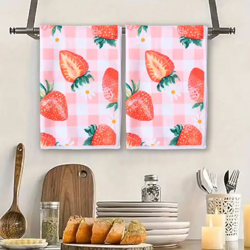 2-pack checkered fruit napkins, 40 * 60cm flat and stain resistant, suitable for dining and kitchen use