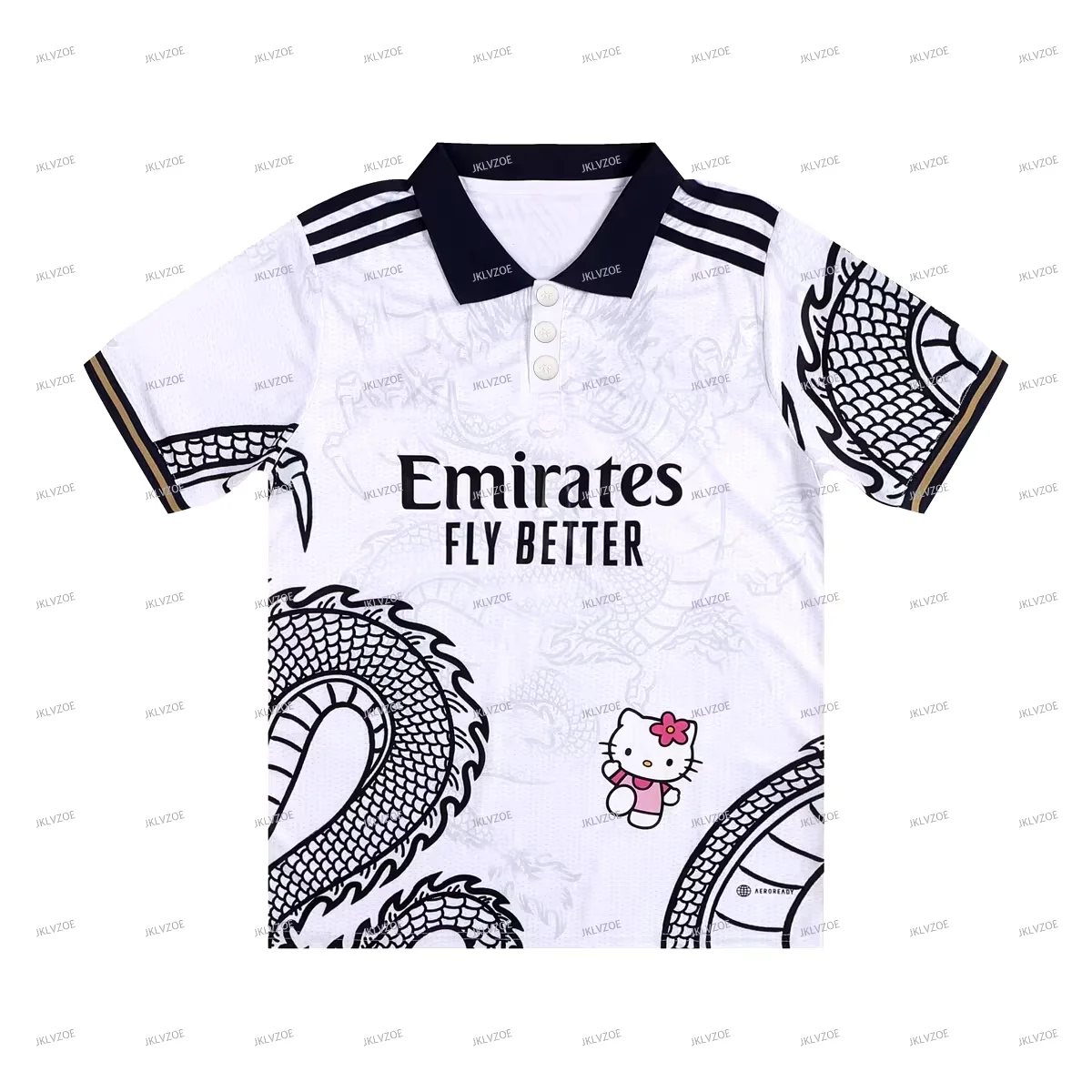 Hello Kitty Dragon Pattern Football Jersey Short Sleeve Casual Outdoor Women's Oversized Men's Polo T-shirt 2