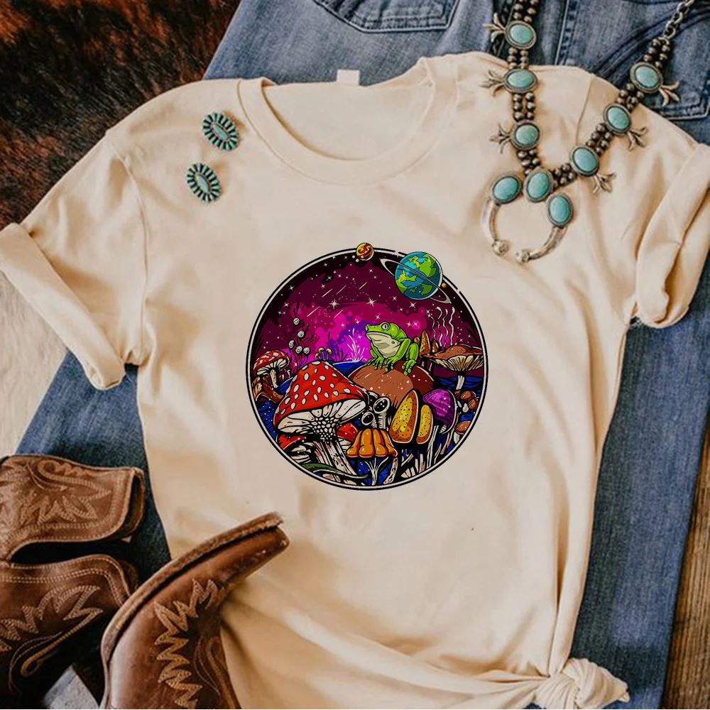 

Magic Mushrooms Alien Psychedelic t-shirts women manga Japanese Tee girl y2k streetwear clothes