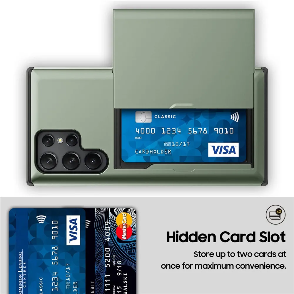 S22 Ultra For Samsung S22 S21 Ultra Plus Case Sliding Door Hidden Pocket Card Slots Cover Galaxy Note 20 Ultra 10 9 8 S20 Fe