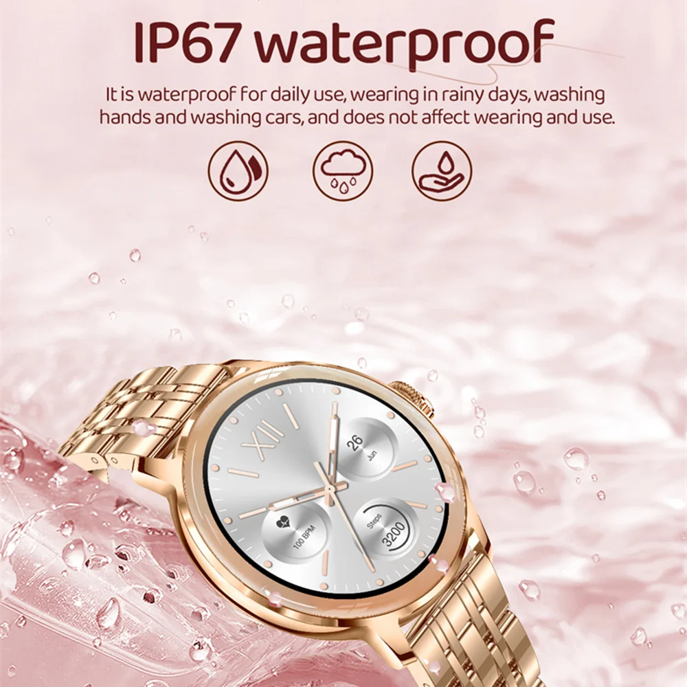 New Smart Watch Diamond Ladies Amoled Class Screen 100 Sports Fashion Bluetooth Talk Heart Rate Waterproof Weather Smart Watch