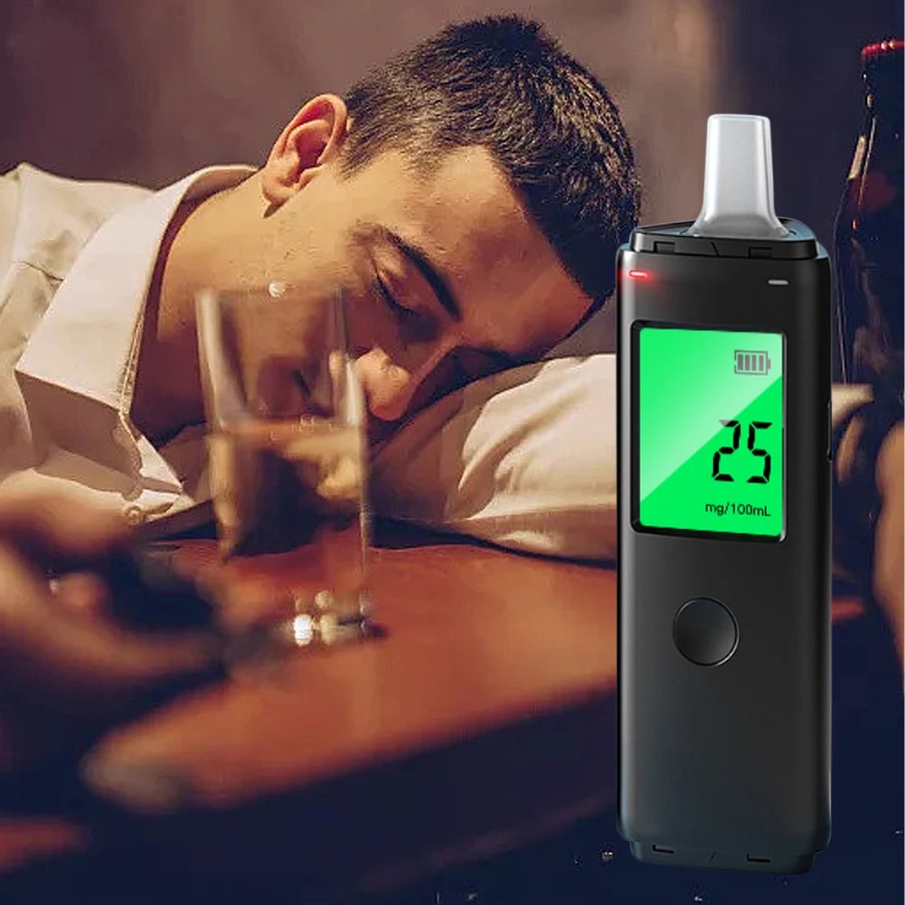 Portable Breathalyzer Professional Alcohol Tester High Accuracy Digital Display Rechargeable Breath Tester Tool with Mouthpiece