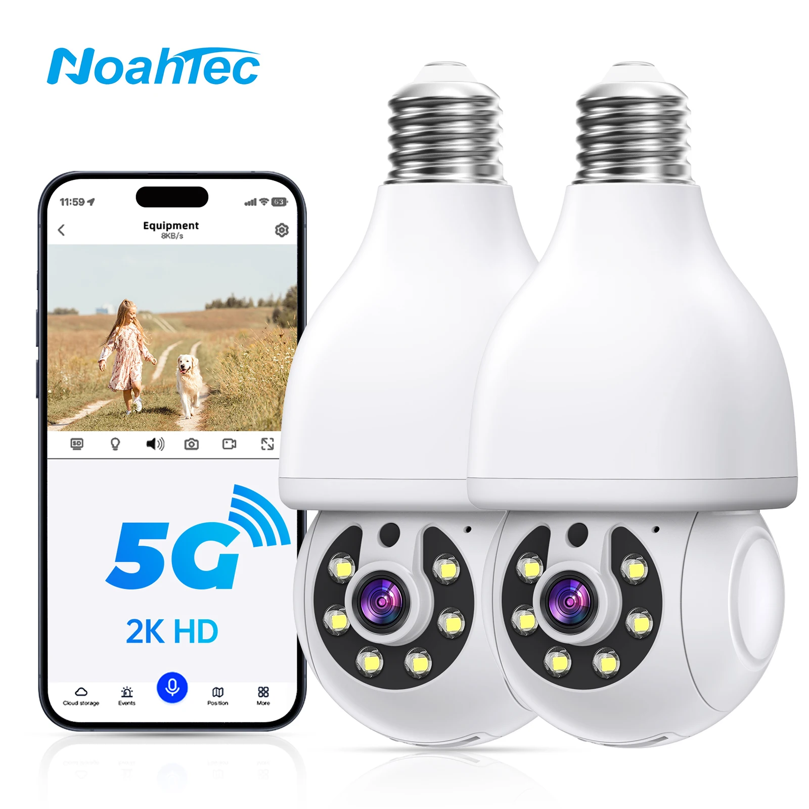 Noahtec 3MP Security Cameras Security Protection Indoor Wireless WIFI MINI Camera 5G Wi-Fi Two-Way Talk