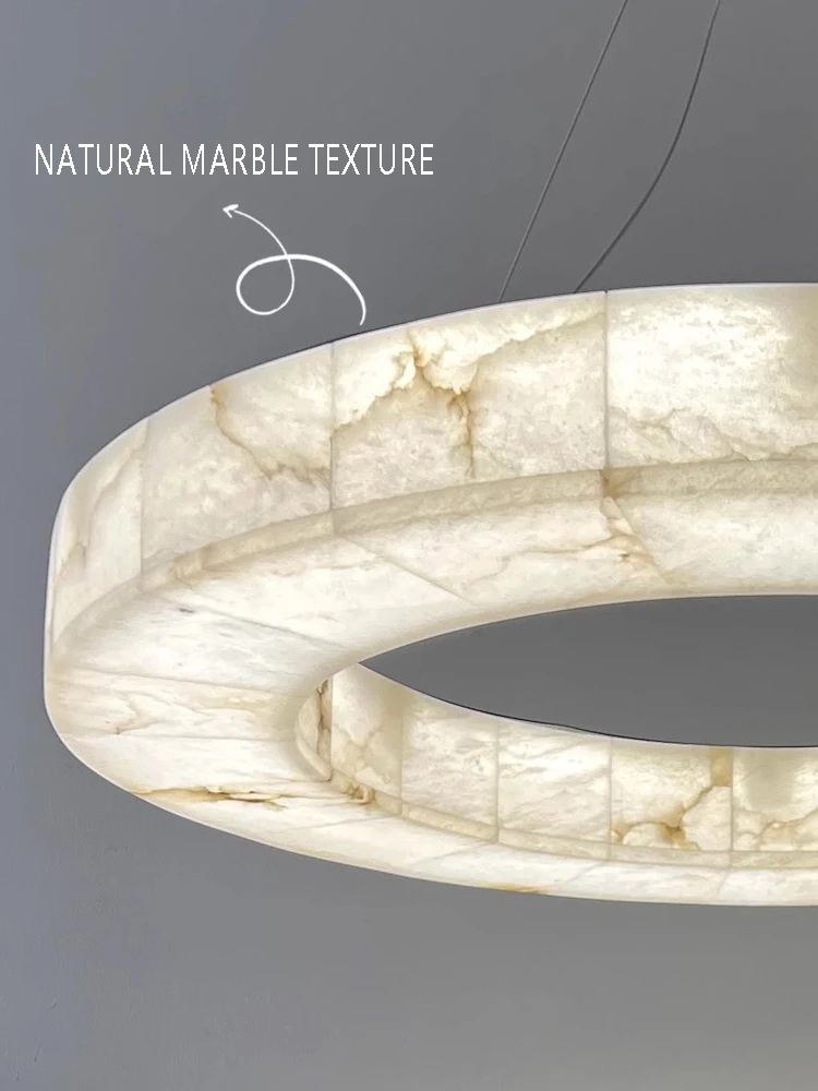 Creative Modern Round Marble Chandelier Lighting Luxury Led Home Appliance Stone Hanging Lamps Living Room Lustres