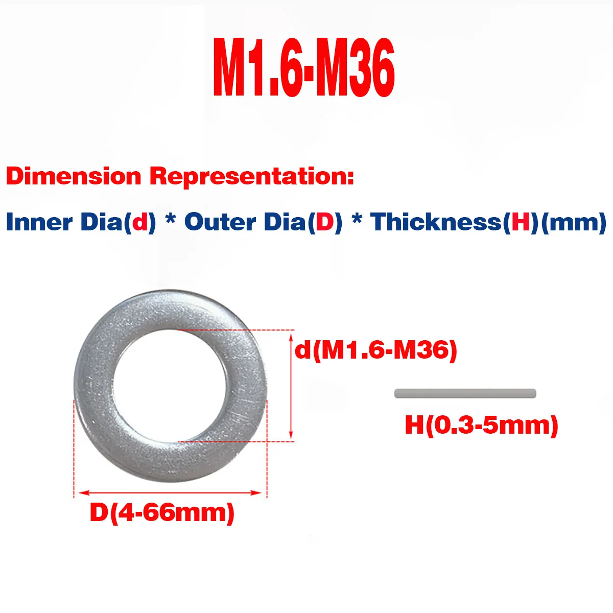 

304 SS Gasket / Metal Screw Enlarged And Thickened Circular Flat Washer M1.6-M36