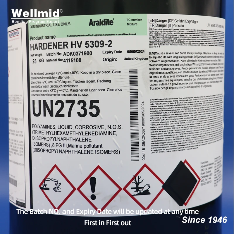 HARDENER HV5309-2 With  ARALDITE AV5308 combine into High shear and peel strength Low shrinkage 2 part non-liquid epox adhesive