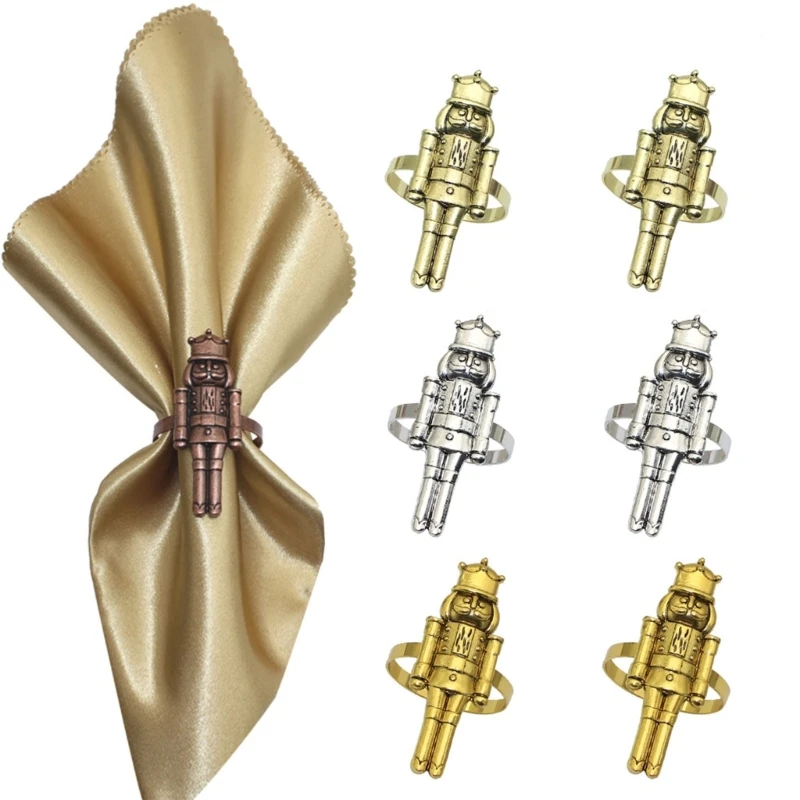 

Набор из 6 Щелкунчиков, солдатские кольца для салфеток, рождественские украшения, декор для ресторанного стола, винтажный с для