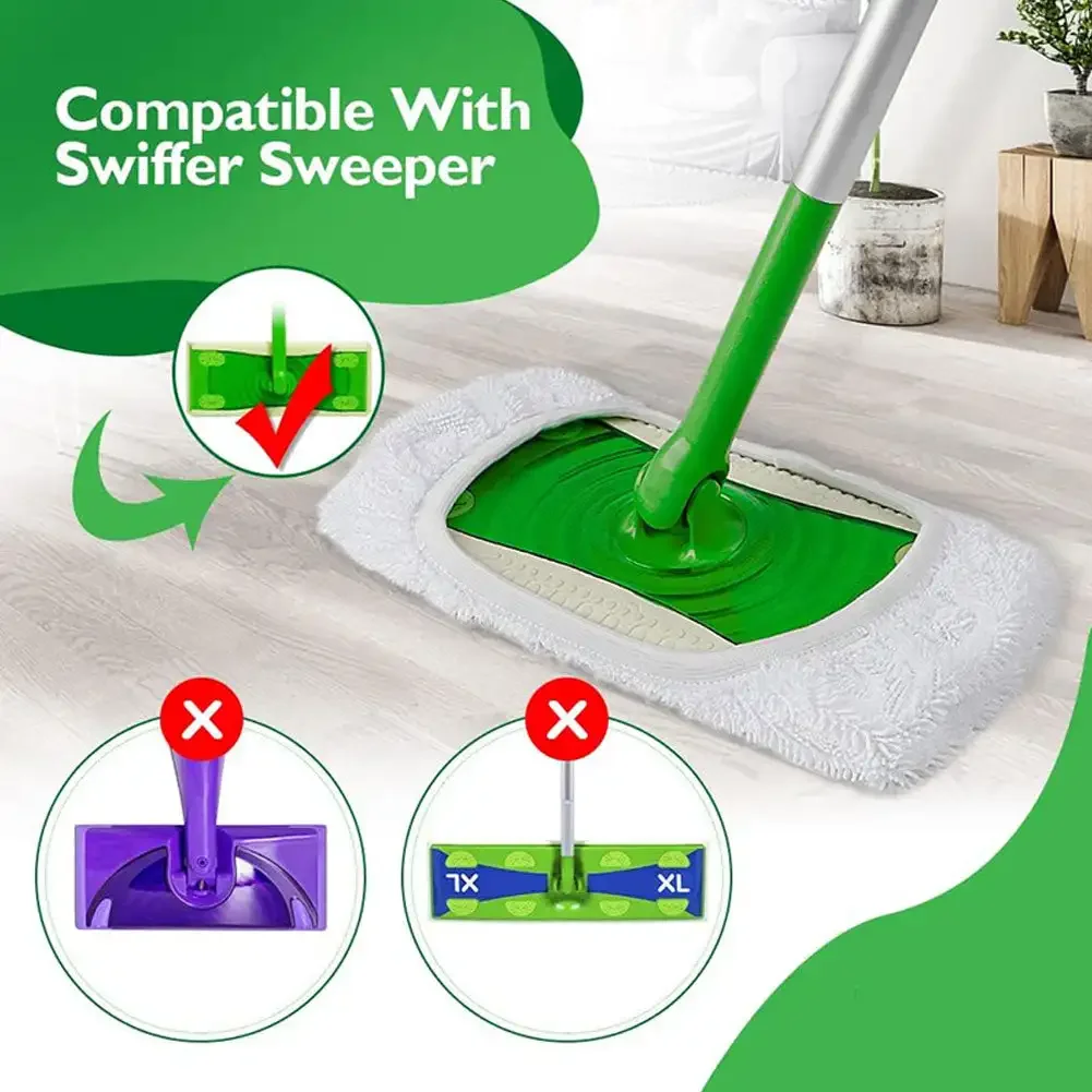 3 Panni Mop Riutilizzabili In Ciniglia Per Swiffer Sweeper E Moci Piatti 25-30cm, Lavabili, Bagnato/Asciutto - 4