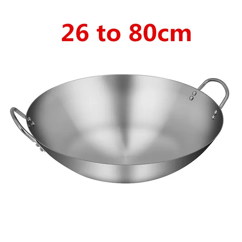 Iron Non-coating Woks Gas Cooker Traditional Handmade Pot Huge Manual Forging Wok With Binaural 34/40cm Double Ear Chef Fry Wok Cast Iron Wok Iron Wok