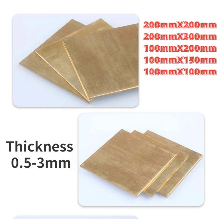 

1pcs H62 Brass Plate Brass Sheet Piece Bar Block Pure Foil Thin Copper Sheet Retail 100x100mm Thick 0.5-3mm