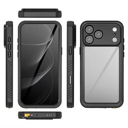 Waterproof Case with Built - in Screen and Camera Lens Protector - IP68 Underwater Full Body Protection Cover - iPhone 17 e 16e (Black)