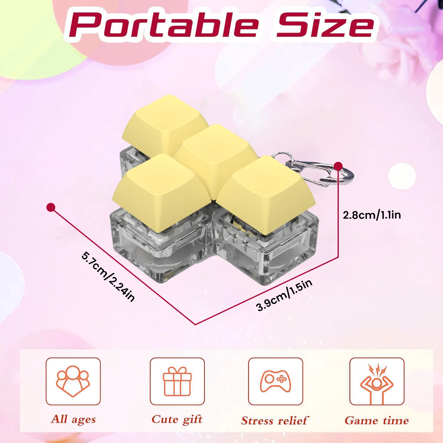 4-Key T-Shaped Keyboard Toy Fidget Keycap Toy Party Stress Relief Keycap Finger Buttons