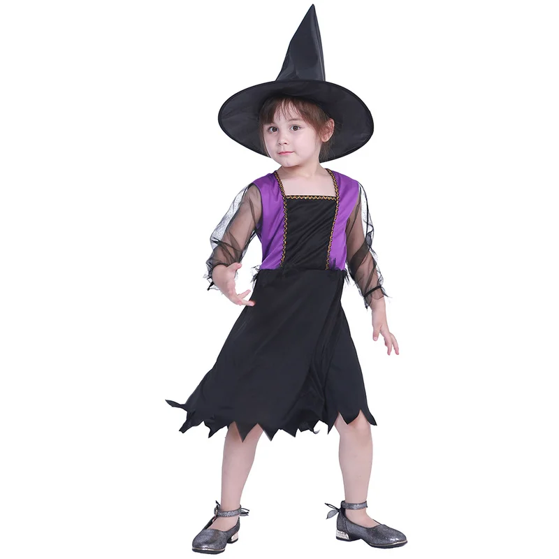 2022 New Cheap Little Witch Girls Costume Di Halloween Classico Bambino Magico Cosplay Party Suit Carnevale Pasqua Purim Fancy Dress