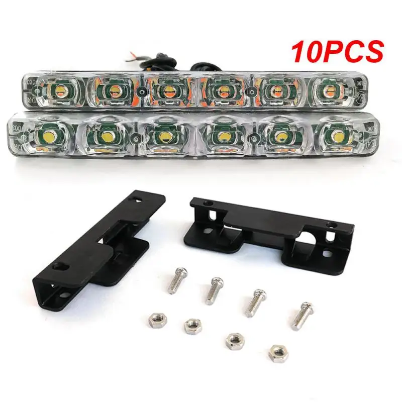 

10PCS LED Car Flowing Turn Signal DRL Running Light 12V White Amber Fog Lamp LED Headlamp Light Universal Car Accessories