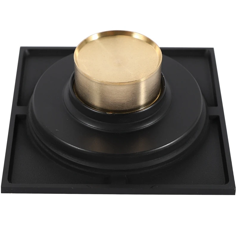 

New 5Pcs 4 Inch Square Shower Drain With Removable Cover Grate, Brass Anti Clogging Matte Black