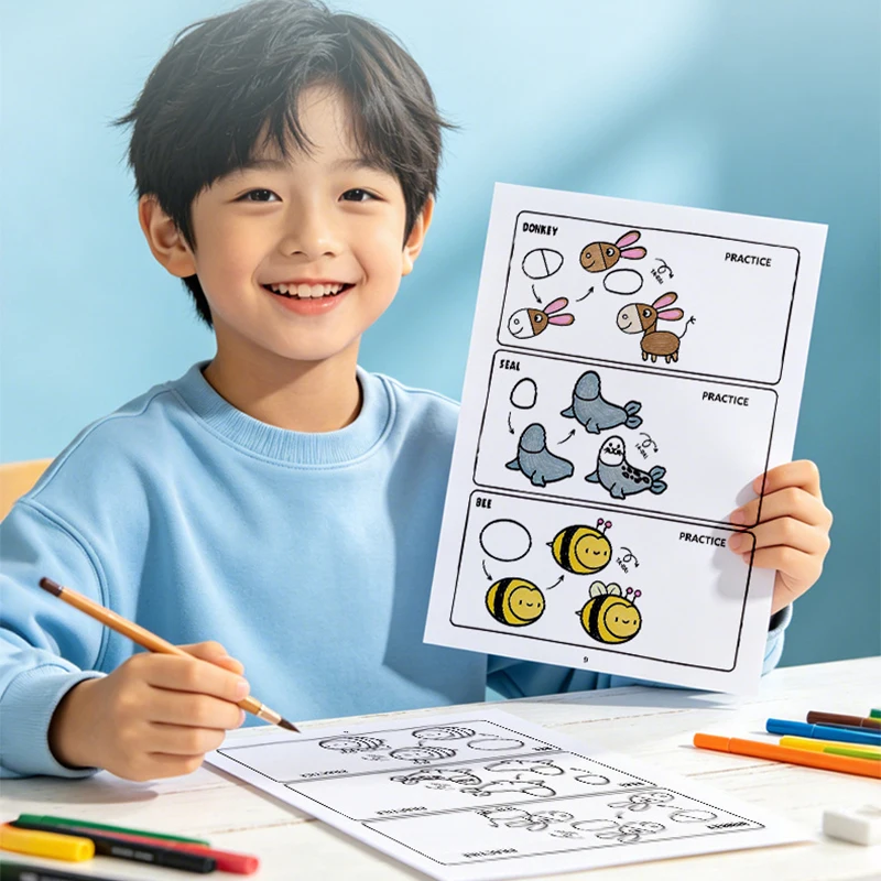Come disegnare tutto: libro di disegno passo dopo passo per bambini, tutorial semplice per schizzi, quaderno da colorare, guida alla disegno - immagine 3