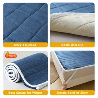 1pc Quilted Mattress Topper, Soft Velvet Milk Fiber Mattress Cover, Breathable Flannel, Anti-Slip, Machine Washable 3
