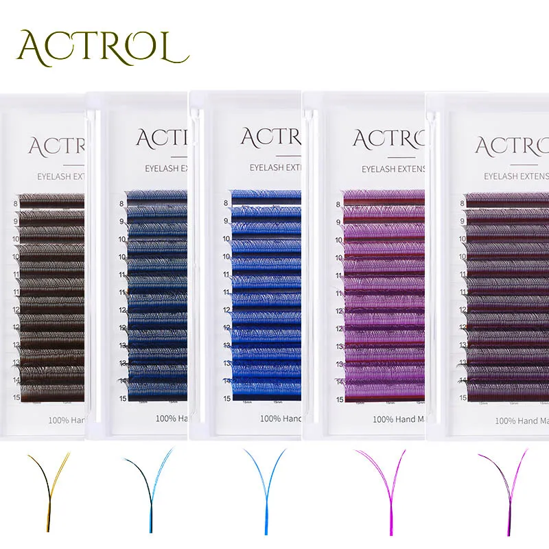 ACTROL  YY Shape Ombre Color Eyelashes Extension Two Tip Lashes C/D Curl Natural Eyelashes Colored Lashes Y Blue Purple Eyelash