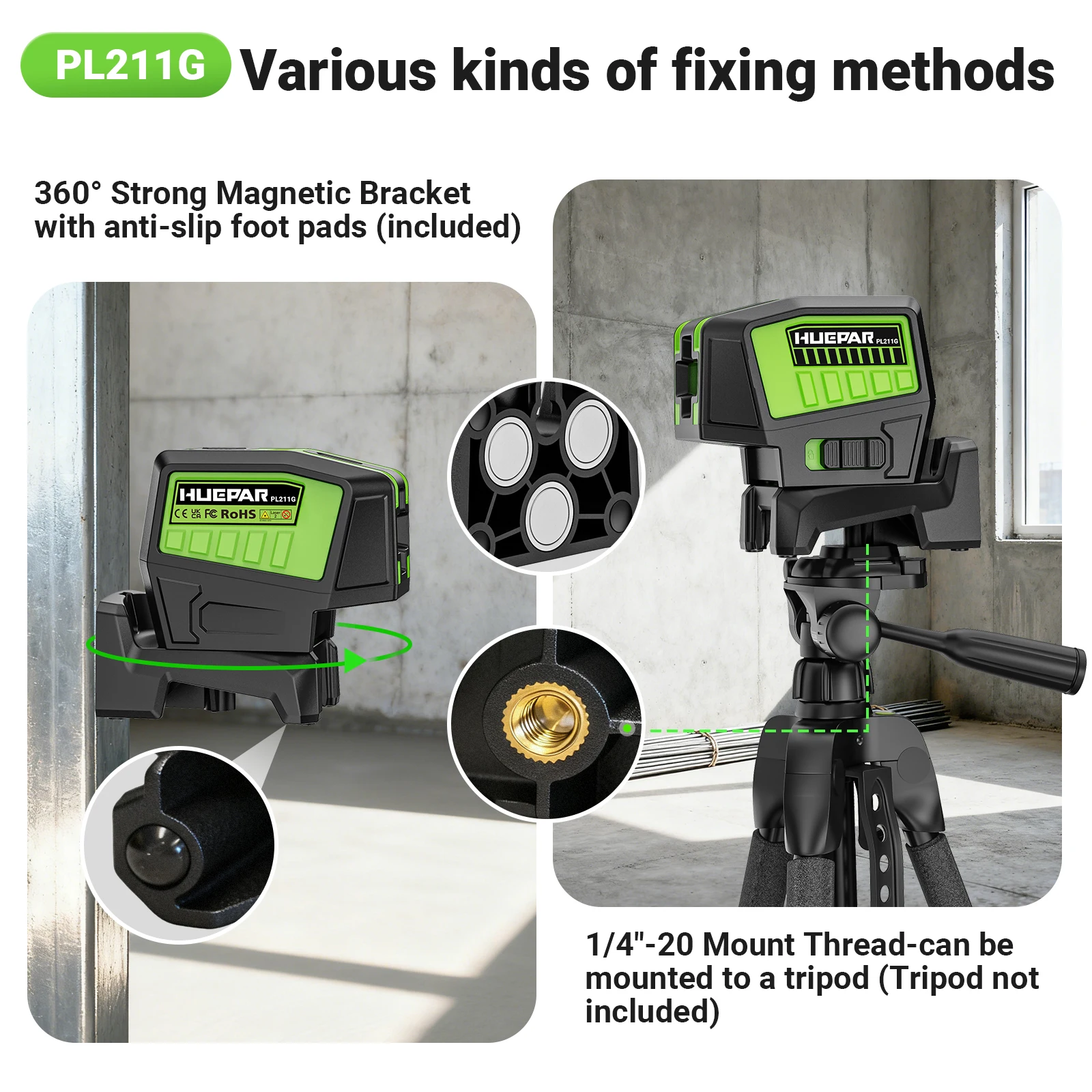 PL211G sharp light 2 Lines 2 Dots green beam self-leveling laser level with puls