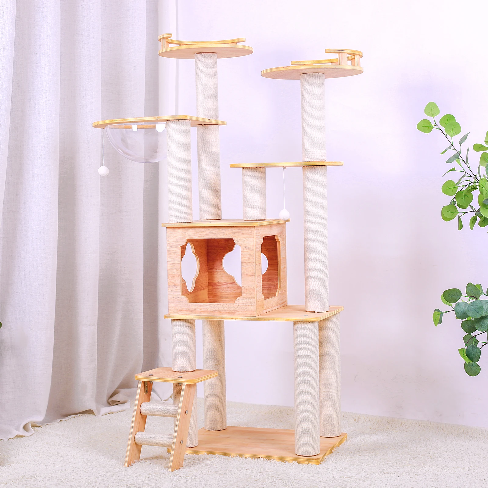 

Deluxe Wooden Cat Tower