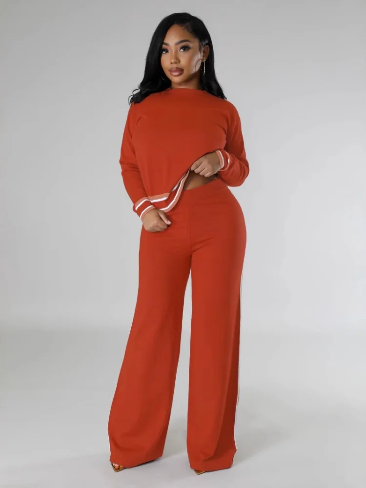 Wmstar Two Piece Set Women Wholesale Long Sleeved Knitted Sweaters Wide Casual Trousers Clothing Autumn Winter Europe America