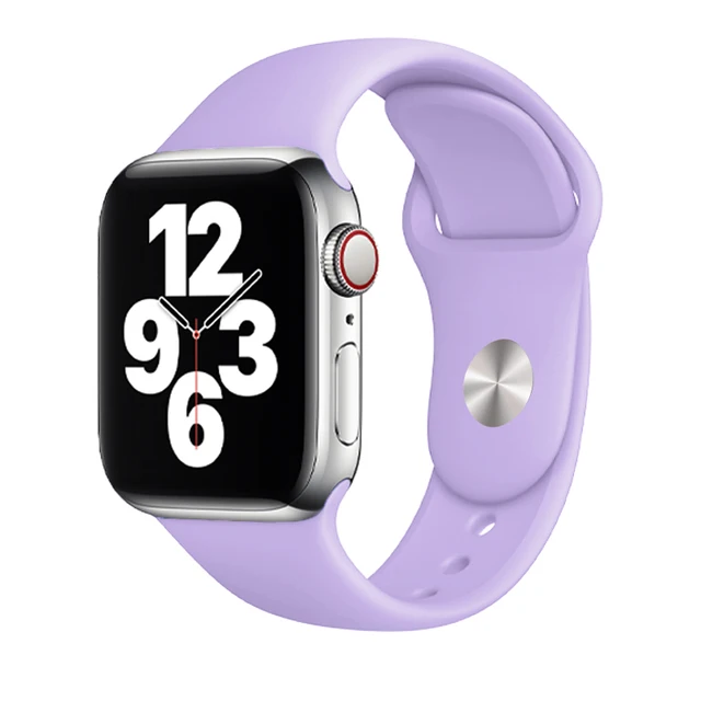 Silicone Strap For Apple Watch Band 44mm 41mm 45mm 40mm 38mm Smart Watch Sports Rubber Bracelet iWatch 6  Serie 7 SE Watchband Lavender