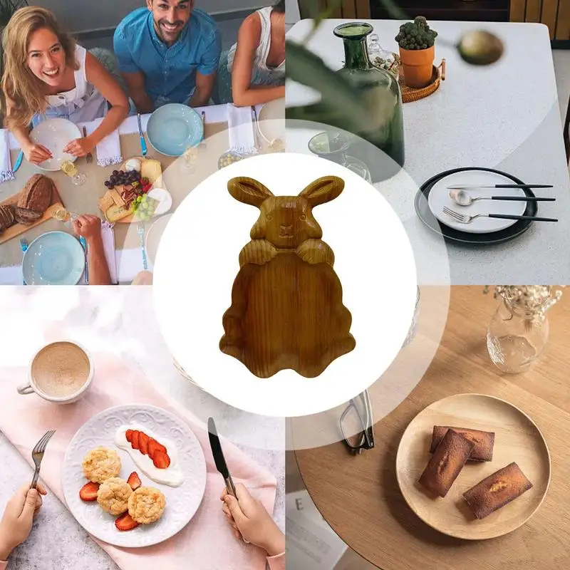 Easter Bunny Platter Bunny Shaped Snack Platters Easter Wooden Serving Charcuterie Boards Spring Decorative Snack Cheese Dish 4