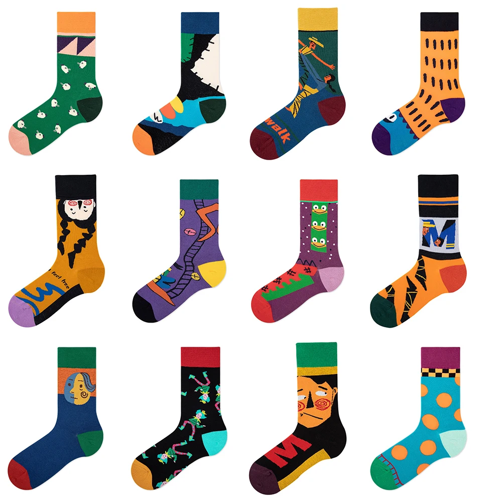 

Original Ayamaya illustration series couple cotton men's and women's tube socks Korean fashion brand socks