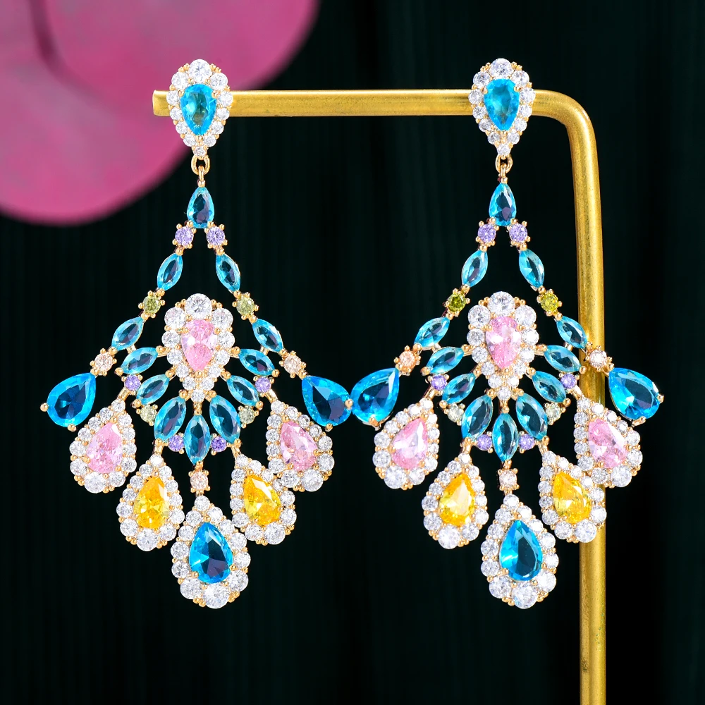 

Siscathy Luxury Multicolor Zircon Drop Earrings Women Crystal Bohemia Trend Piercing Earring Party Prom Jewelry Brincos Female