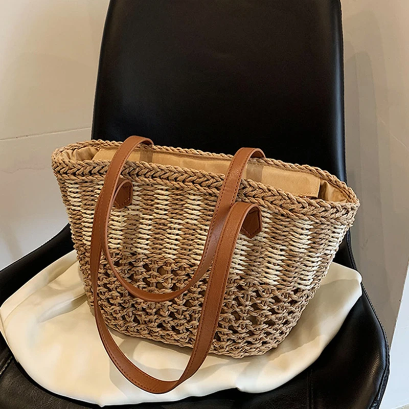 New Casual Summer Beach Straw Shoulder Bags for Women