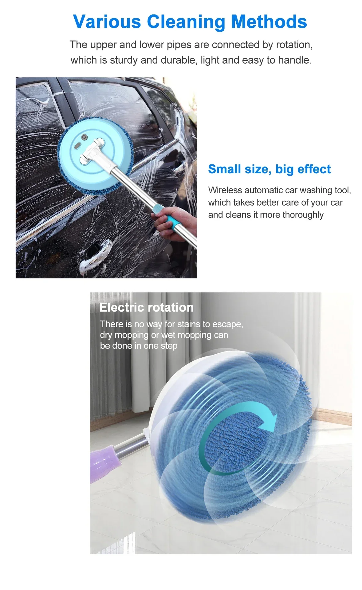 Description Picture 6 of itemCordless Electric Window Cleaners Spin Mop Cleaner Wet & Dry Home Cleaner Car Glass Ceiling Door Windows floor scrubber machine
