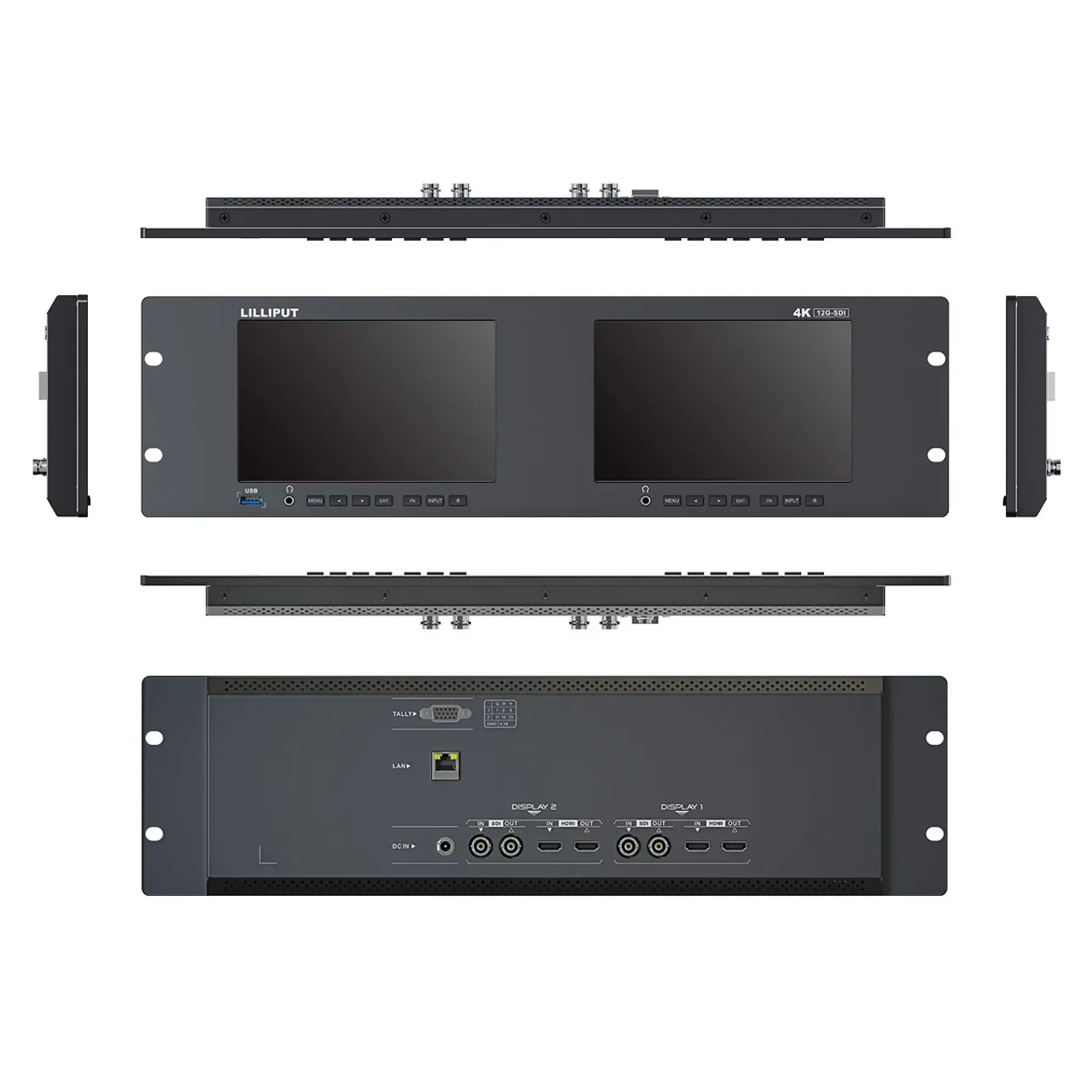 LILIIPUT RM7026-12G Dual 7 inch 3RU rackmount 12G SDI monitor