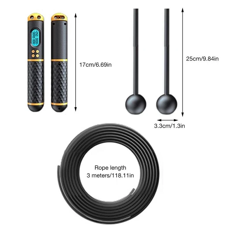2 In 1 Skipping Rope Digital Counter Professional Ball Bearings Non-slip Handles Jumps Calorie Count