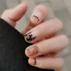 24pcs Short False Nail For Halloween Nail Diy Decor Supplies Cute Pumpkin Ghosts Pattern Fake Nail Tips For Girls Press On Nails 1