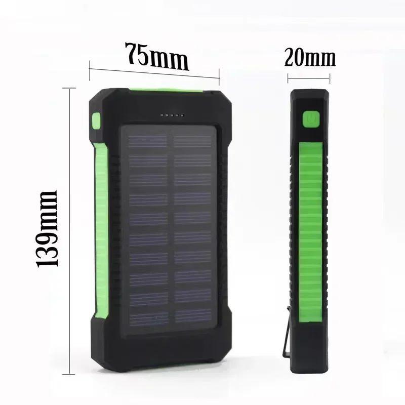 

Free Shipping 200000mAh Top Solar Power Bank Waterproof Emergency Charger External Battery Powerbank for MI IPhone Samsung LED